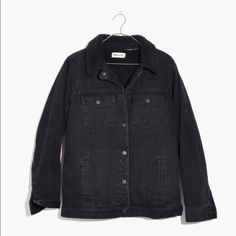 Oversized Sherpa Jean Jacket In Gallagher Black